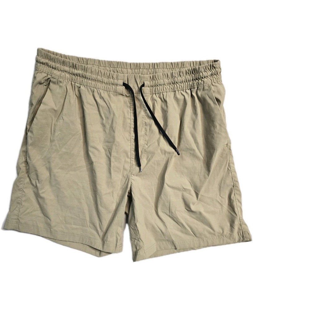 Stylus Men's Beige Athletic Shorts 4XL Drawstring Zipper Rear Pocket